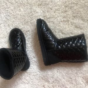 Black Quilted Patent UGG boots